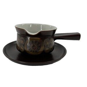 Denby Samarkand Arabesque Stoneware Gravy Boat Sauce Server Underplate Vintage